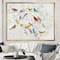 Designart - Multi-Color Bird on Tree - Modern Farmhouse Canvas in Gold Frame